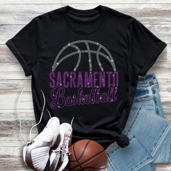 Sacramento Basketball Game Day Rhinestone T-Shirt, Retro Gameday Apparel, Christmas Majestic Design Gift, Perfect Mascot Sports Shirt