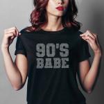 90s Babe Rhinestone T-Shirt, 90s Party Matching Shirt, Chic Vintage Designed Eye-Catching Shirt, Combine Elegance with Retro Fashion