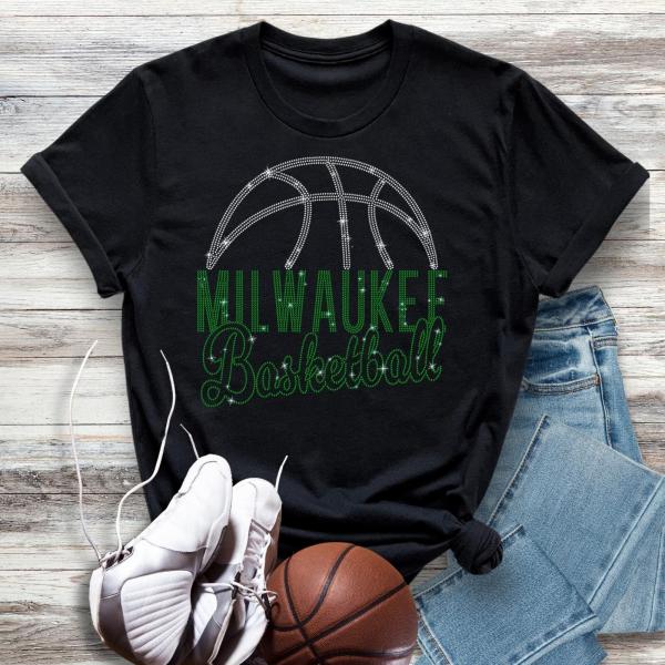 Milwaukee Basketball Game Day Rhinestone T-Shirt, Mascot Streetwear Clothing, Christmas Gift for Fathers Day, Sport Sweatshirt Gift For Fan