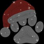 Festive Santa Claus Hat With Paw Rhinestone T-Shirt for Christmas, Unique Design Holiday Gift, Cute Xmas Sweatshirt, Cozy Christmas Shirt