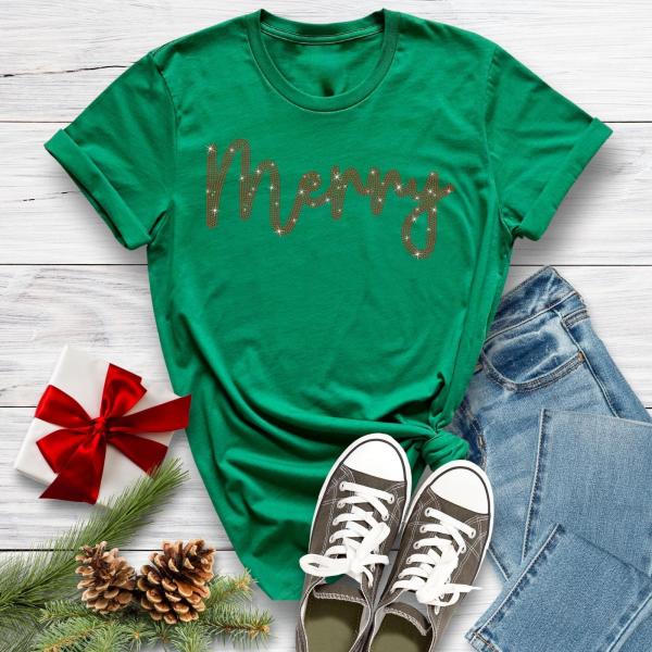 Merry Christmas Rhinestone T-Shirt, Cute/Chic Christmas Reunion Sweatshirt, Christmas Youth or Adult Shirt,  Cousin Xmas Matching Shirt Gift
