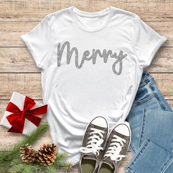 Merry Christmas Rhinestone T-Shirt, Cute/Chic Christmas Reunion Sweatshirt, Christmas Youth or Adult Shirt,  Cousin Xmas Matching Shirt Gift