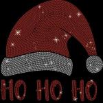Ho Ho Ho Santa Hat Rhinestone T-Shirt, Xmas Favorite Groovy Design Glitter Tee, Christmas Holiday Bling Shirt, Funny Christmas Gift