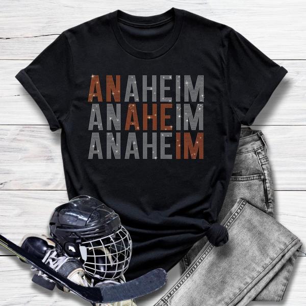 Anaheim Rhinestone T-Shirt, Hockey Game Day Sweatshirt, Fans High-Quality  Soft-Style Cotton Shirt Gift for Her or Him, Sports Lovers Shirt