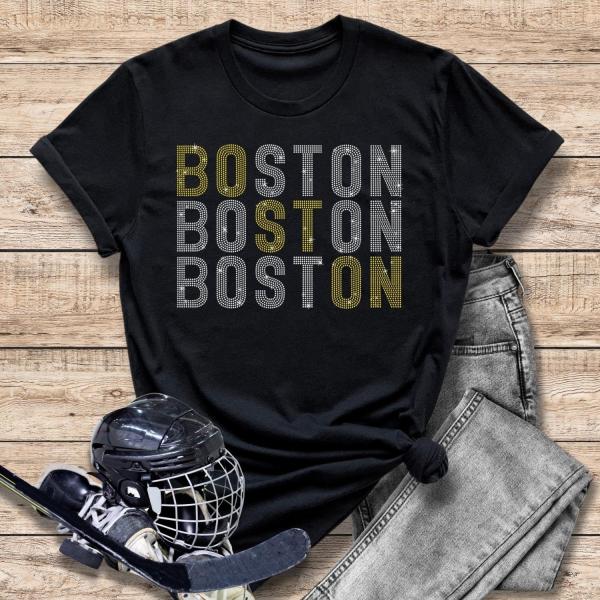 Boston Rhinestone T-Shirt, Hockey Lovers Unique Design Shirt, Hockey Game Day Comfort Colors Sweatshirt, Best Sports Gift For Best Friend