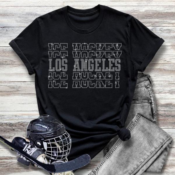 Los Angeles Rhinestone T-Shirt, Hockey Fans Popular Clothing, Sports  Games Matching Outfit, Game Day Comfy Gift for Her or Him