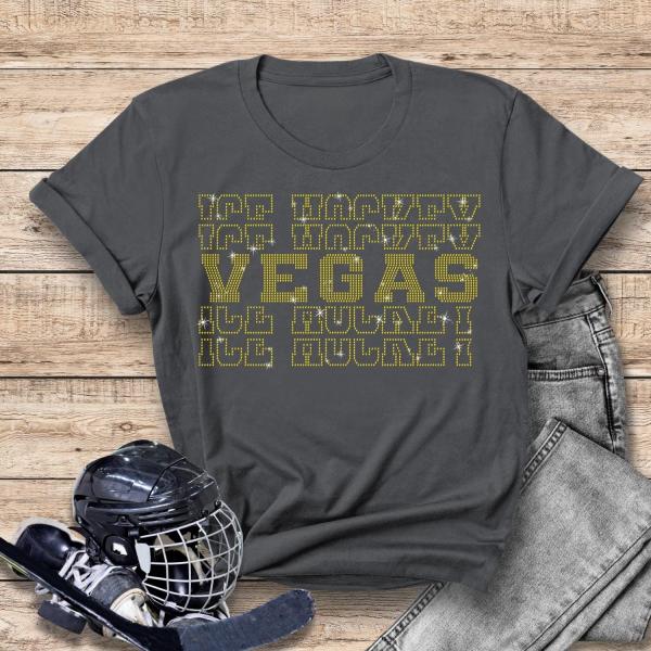 Veqas Rhinestone T-Shirt, Hockey Sports Fan Apparel, Perfect Tee-Shirt Gift for Hockey Fans, Unisex Stylish Sportswear, Hockey Birthday Gift