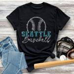 Seattle Baseball Rhinestone T-Shirt, Game Day Bling Shirt, Retro Team Support Shirt, Baseball Fan Shirt, Mom Baseball Tee, Gift for Her