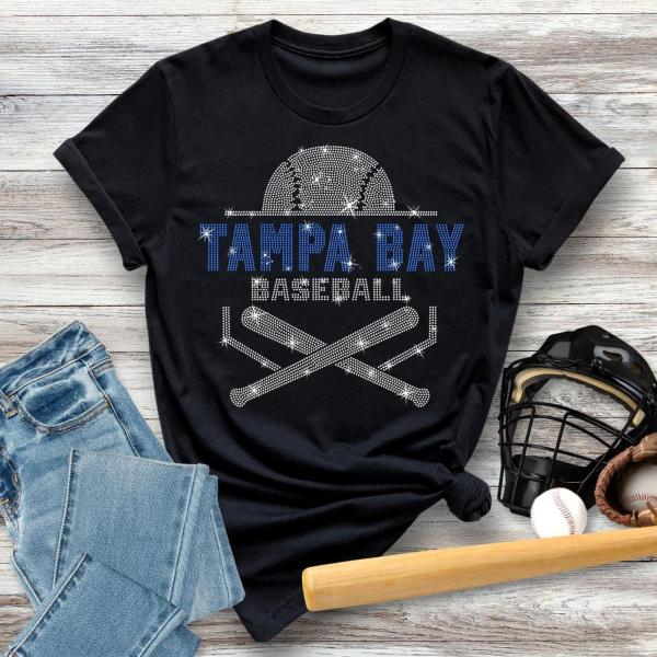 Tampa Bay Baseball Rhinestone T-Shirt, Retro Style Shirt, Comfort Colors Sport Shirt, Baseball Fan Gift, Game Day Sports Tee, For Her or Him