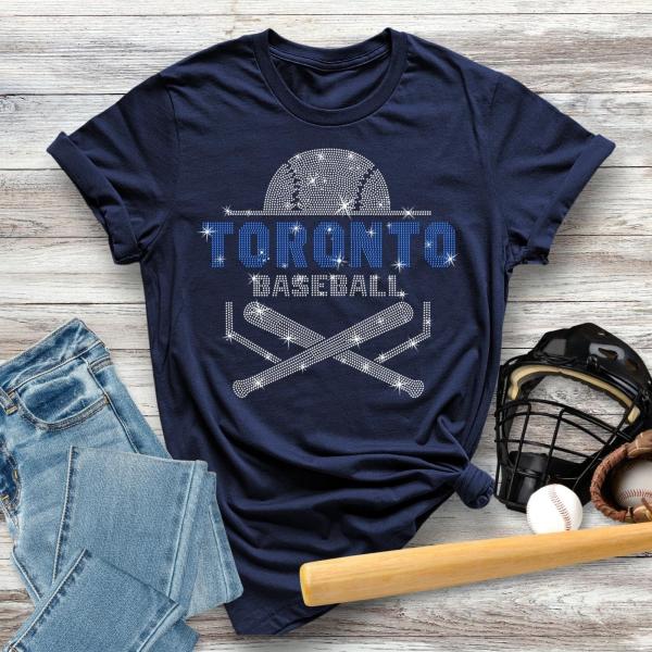 Toronto Baseball Rhinestone T-Shirt, Youth and Adult Sports Top, Baseball Game Shirt, Cozy Mama Baseball Shirt, Comfort Colors Sport Shirt