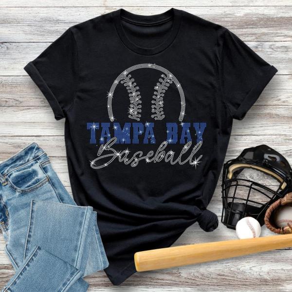 Tampa Bay Baseball Rhinestone T-Shirt, Major League Shirt, Sports Team Unisex Tee Shirt, Retro Style Shirt, Mama Baseball Tee, Gift for Fans