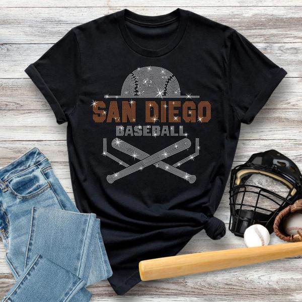 San Diego Baseball Rhinestone T-Shirt, Retro SD Baseball Shirt, Baseball Team Fans Shirt, Game Day Favorite Tee, Shirt Gift for Mom