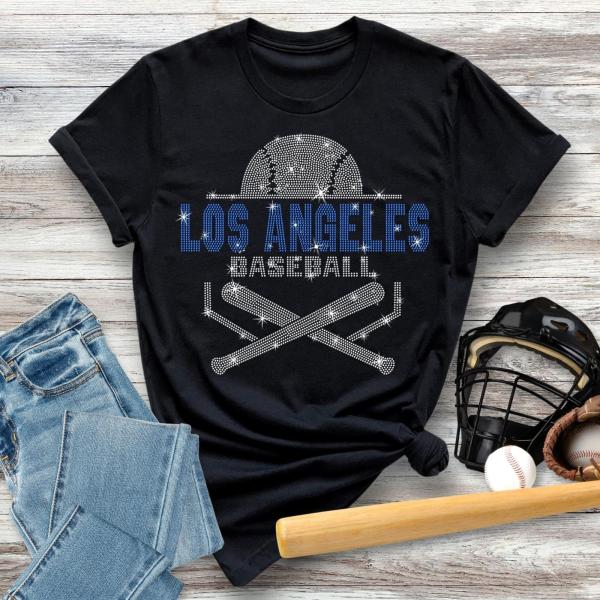 Los Angeles Baseball Rhinestone T-Shirt, LA Baseball Apparel, Fans Favorite Sports Shirt, Favorite Baseball Team Shirt for Men or Women