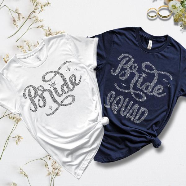 Bride Squad Rhinestone T-Shirt, I Do Crew T-shirt, Miss to Mrs. Maid of Honor, Bride Tee-Shirt, Bachelorette Tee, Gift for Her