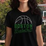 Boston Basketball Game Day Rhinestone T-Shirt, Retro Minimalist Style With Team Colors Shirt, Sports Lover Gift, Team Spirit Wear Tee