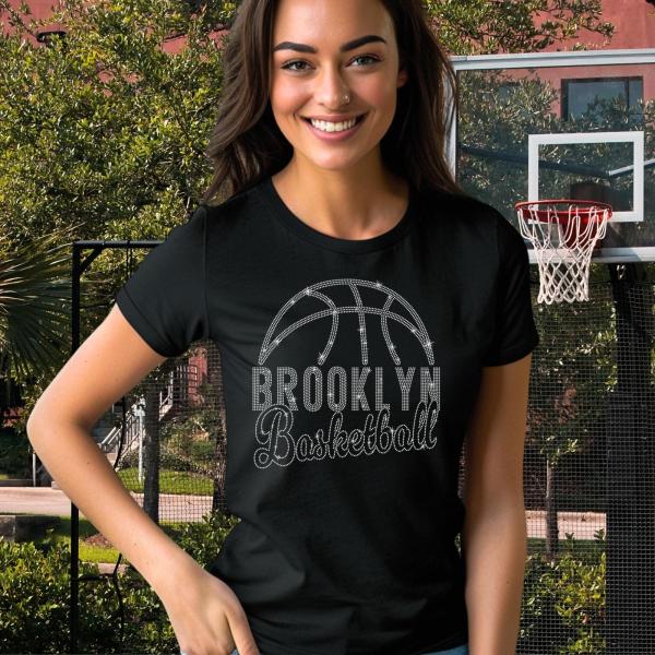Brooklyn Basketball Game Day Rhinestone T-Shirt, Basketball Fan Classic Vintage Style Tee, Playing Lover Shirt, Players Fans Birthday Shirt