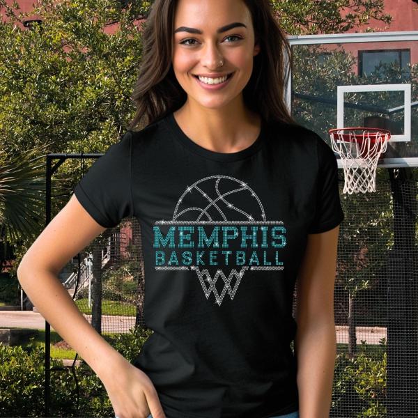 Memphis Basketball Sports Team Rhinestone T-Shirt, Game Day Unisex Cotton Shirt, Stylish Fans Shirt Gift for Men or Women Streetwear