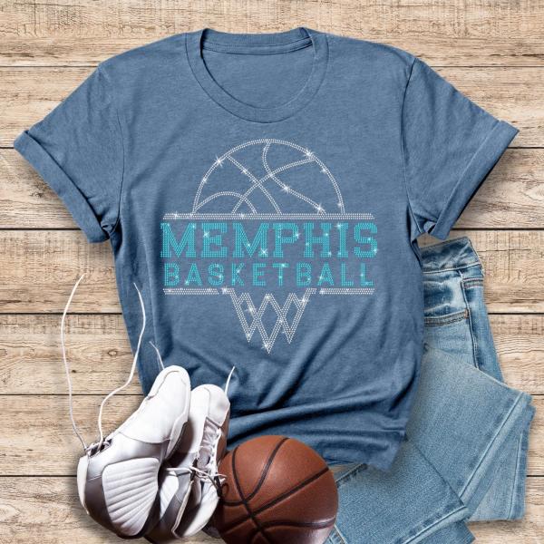 Memphis Basketball Sports Team Rhinestone T-Shirt, Game Day Unisex Cotton Shirt, Stylish Fans Shirt Gift for Men or Women Streetwear