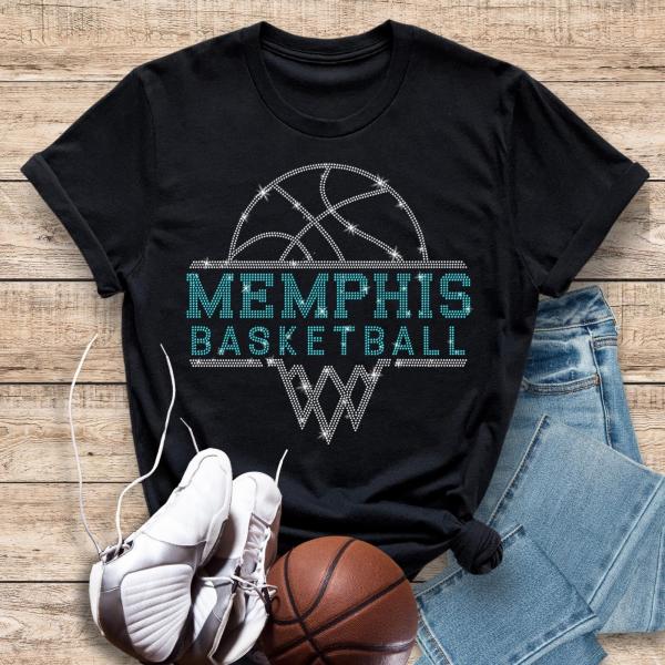Memphis Basketball Sports Team Rhinestone T-Shirt, Game Day Unisex Cotton Shirt, Stylish Fans Shirt Gift for Men or Women Streetwear