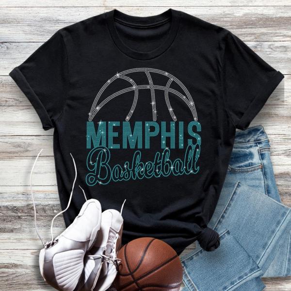 Memphis Basketball Game Day Rhinestone T-Shirt, High-Quality Shirt for Sports Lovers, Soft and Cozy Tailgating Shirt, Favorite Unisex Gift