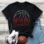 Miami Basketball Game Day Rhinestone T-Shirt, Team Pride Sports Shirt, Tailgate Gift for Fans, Colorful Unisex Classic Sport Shirt