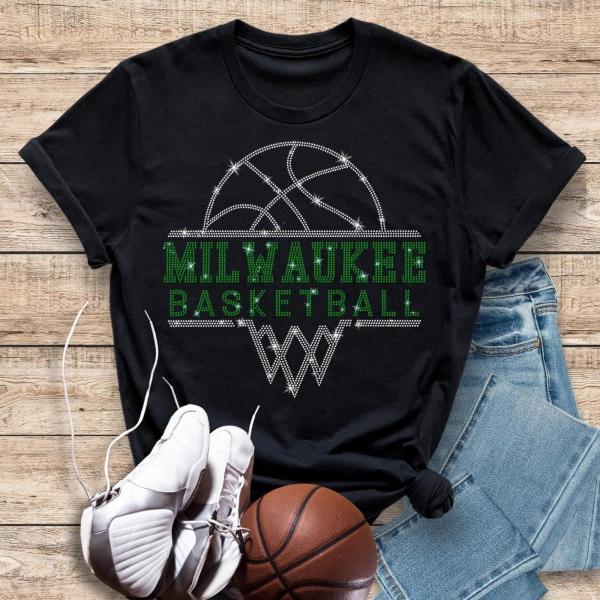 Milwaukee Basketball Sports Team Rhinestone T-Shirt, Premium Design Quality Shirt, Fans Unisex Sweatshirt, Special Edition Game Day Mom Tee