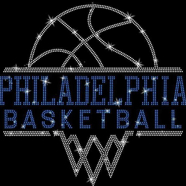 Philadelphia Basketball Sports Team Rhinestone T-Shirt, Team Mascot Tee, Unisex Shirt Gift For Women,  Game Day Spirit  Premium Cotton Shirt