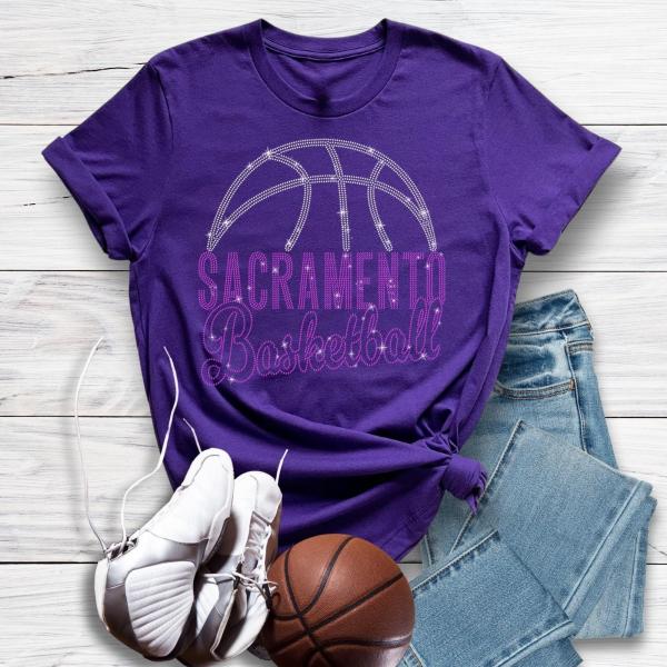 Sacramento Basketball Game Day Rhinestone T-Shirt, Retro Gameday Apparel, Christmas Majestic Design Gift, Perfect Mascot Sports Shirt