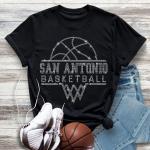 San Antonio Basketball Sports Team Rhinestone T-Shirt, Ladies Retro Sports Shirt, Unisex Heavy Cotton Shirt Gift For Him or Her