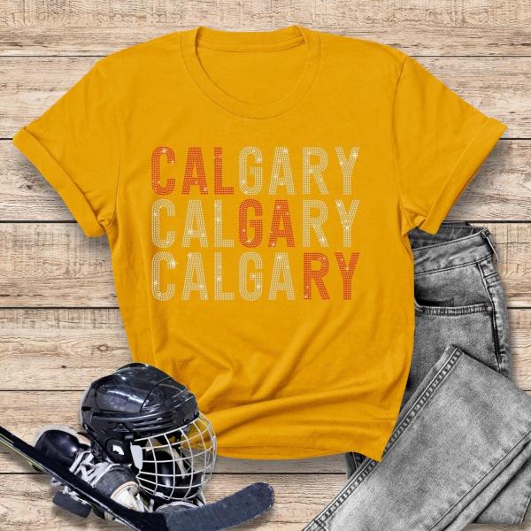 Calgary Rhinestone T-Shirt, Hockey Retro Sweatshirt, Hockey Team Legends Apparel, Mens Game Day Glittering Shirt, Gift for Hockey Mom