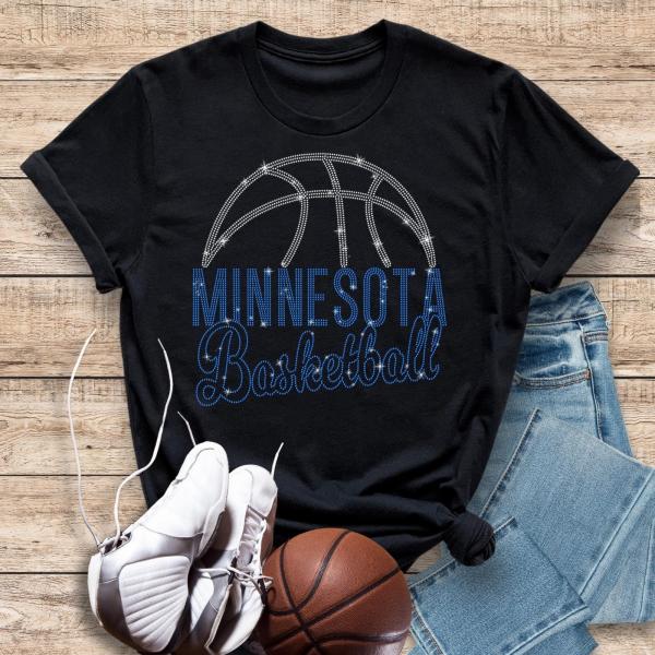 Minnesota Basketball Game Day Rhinestone T-Shirt, Basketball Champs Shirt Gift, Vintage Inspired Sweater, Sports Fan Apparel for Him or Her