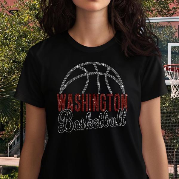 Washington Basketball Game Day Rhinestone T-Shirt, Champion Product Sweatshirt, Basketball Athletic Apparel, Basketball Lovers Gift