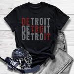 Detroit Rhinestone T-Shirt, Hockey Team Retro Sweatshirt, Unisex Fans Sports Apparel, Woman Hockey Fan Outfit, Cotton Jersey Adult Tee Shirt