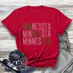 Minnesota Rhinestone T-Shirt, Hockey Champions's Sweatshirt For Fans, Sportswear Gift for Hockey Lovers, Men or Women Hockey Game-day Outfit