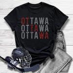 Ottawa Rhinestone T-Shirt, Hockey Player Xmas Shirt, League Commemorative Shirt, Ideal Gift for Boyfriend or Girlfriend for Sports Lovers