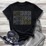 Pittsburgh Rhinestone T-Shirt, Hockey Trendy Game-Day Sweatshirt, Retro Hockey Hoodie, Unisex Ice Hockey Shirt, Ice Hockey Player Gift