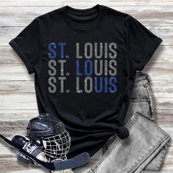 St. Louis Rhinestone T-Shirt, Hockey Hoodie Sweatshirt, Player Jersey for Gameday Fan Apparel, Vintage Shirt Gift For Men or Women