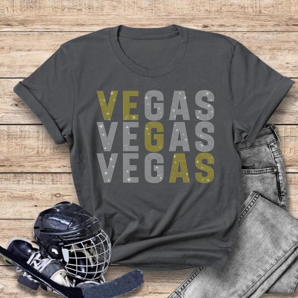 Vegas Rhinestone T-Shirt, Hockey Themed Unisex Sweatshirt, Girl Sport Tee Shirt, Comfort Colors Relaxed Fit Shirt, Sports Fan Gift Idea