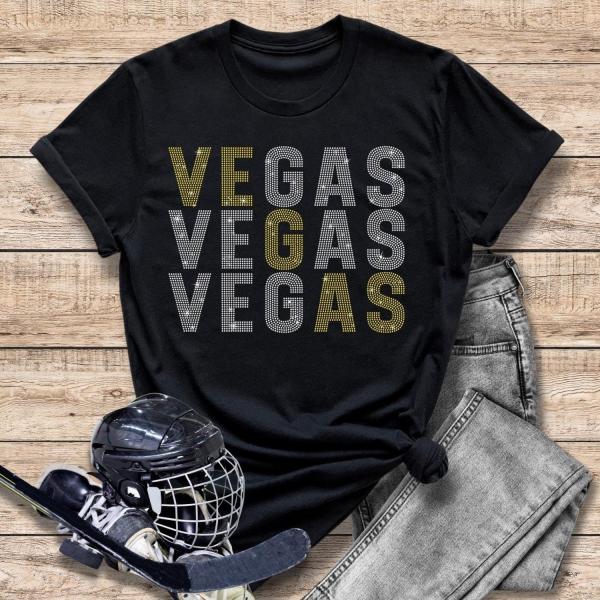 Vegas Rhinestone T-Shirt, Hockey Themed Unisex Sweatshirt, Girl Sport Tee Shirt, Comfort Colors Relaxed Fit Shirt, Sports Fan Gift Idea