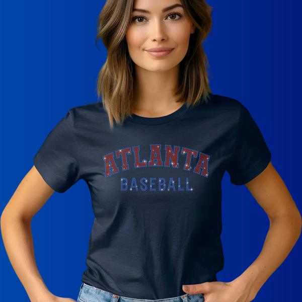 Atlanta Rhinestone Shirt, Baseball Family Matching Shirt, Gift for Your Love One, Atlanta Softball Shirt, Baseball Season Gameday Trend Tee
