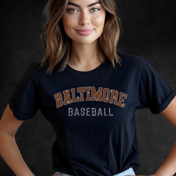 Baltimore Rhinestone Shirt, Baseball Team Cute Mascot Sweatshirt, Baseball Game Day Fan Shirt Gift, Comfort Colors City Sports Shirt