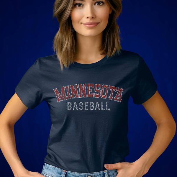 Minnesota Rhinestone Shirt, Baseball Fan Shirt, Athletic Sportswear, Softball Fan Shirt, College Softball Fan Shirt, Minnesota Baseball Tee