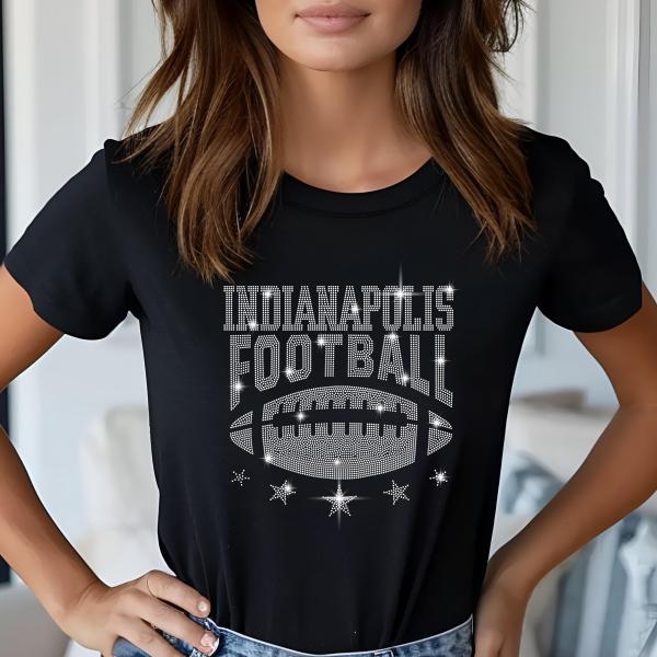 Indianapolis Rhinestone Shirt, Ladies and Gentlemen's Football Shirt, Football Fan Shirt, Game Day Football Shirt, Sunday Football Tee