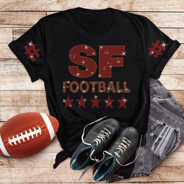 San Francisco Rhinestone Shirt, Football Fan Gift, Football Season Shirt, Football Lovers Tee, Sunday GameDay Funday, Tailgate Shirt for Her