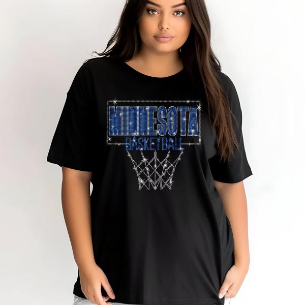 Minnesota Rhinestone Basketball Shirt, Basketball Fan Gift, Game Day Shirt for Basketball Mom , Vintage Style Retro Basketball Team Shirt