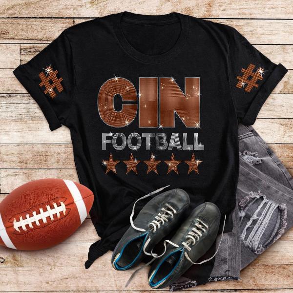 Cincinnati Rhinestone Sports Shirt, Football Team Gift For Fan, Tailgate Shirt, Retro Cincinnati Shirt, Game Day Apparel for Women or Girls