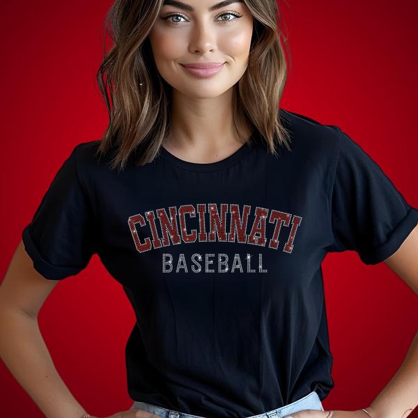 Cincinnati Rhinestone Shirt, Baseball Lovers Sweatshirt, Soft-Style Unisex Shirt, Casual Athletic Apparel