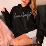 Cozy Homebody Rhinestone T-Shirt, Gift for Introverts, Cute Trendy Soft Tee Shirt Present for Mom or Her, Comfy Christmas Sweatshirt