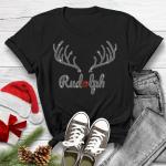 Rudolph Christmas Rhinestone T-Shirt, Christmas Matching Shirt Gift, Believe Xmas Sweatshirt, Perfect Design Shirt of Santa Reindeer