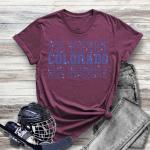 Colorado Rhinestone T-Shirt, Hockey Funny Jersey, Hockey Team Game Day Souvenir, Awesome Cool Fans Cheer Clothing Gift for Sports Lover